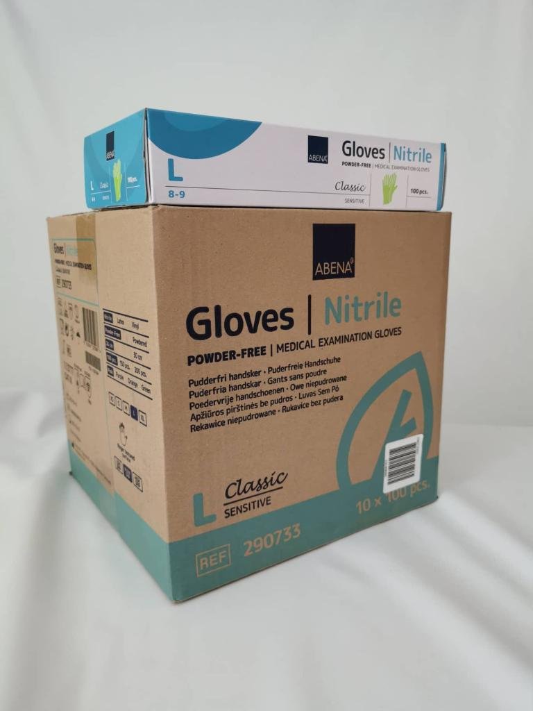 Vienkartinės nitrilinės pirštinės Abena Classic Sensitive 1000 vnt., gaiviai žalios 10x100