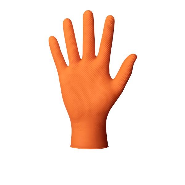 Vienkartinės nitrilinės pirštinės Mercator Ideal Go Grip oranžinės, 50 vnt.
