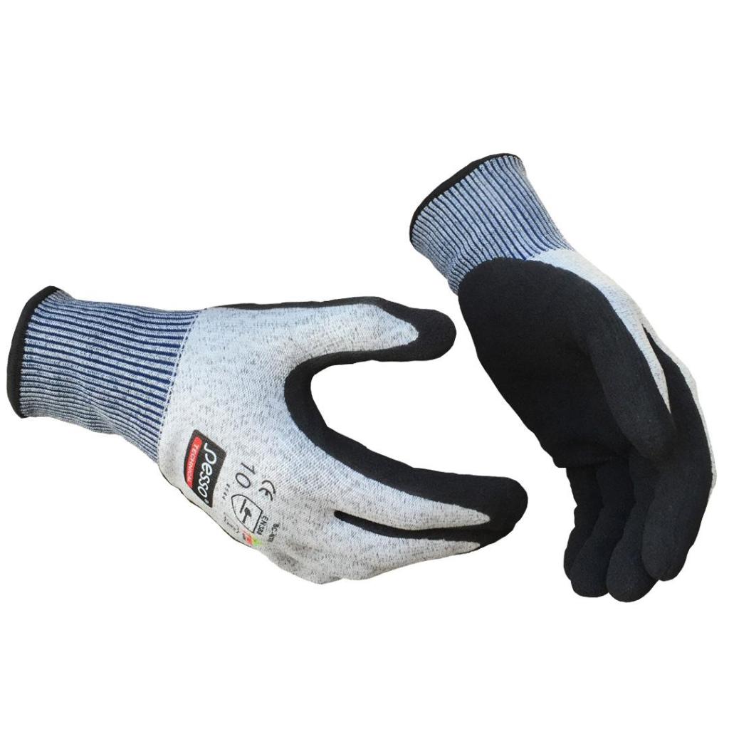 Megztos neperpjaunamos pirštinės Pesso Anti-CUT5, aplietos nitrilu