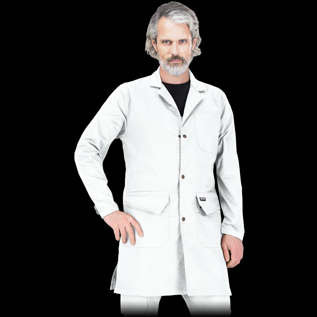 Universalus darbo apsiaustas LEBER COATER, baltos spalvos