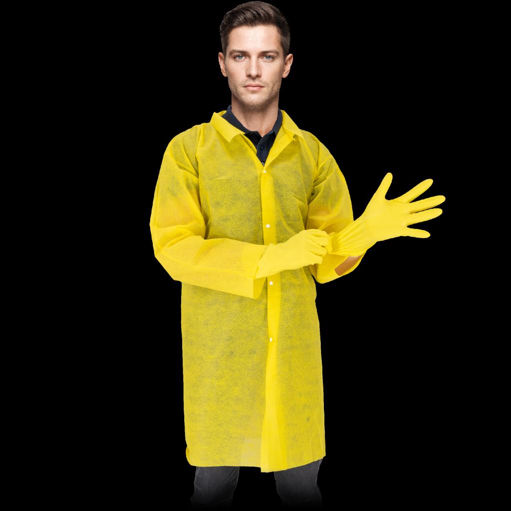 Vienkartinis apsiaustas iš 100% polipropileno LAB CLASSIC, ilgomis rankovėmis (10 vnt.)