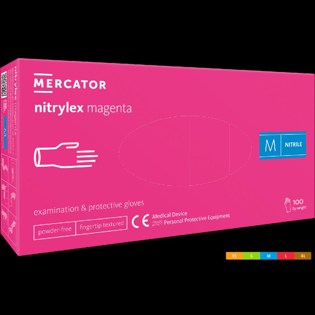 Nitrilinės pirštinės be pudros NITRYLEX® MAGENTA (100 vnt.)