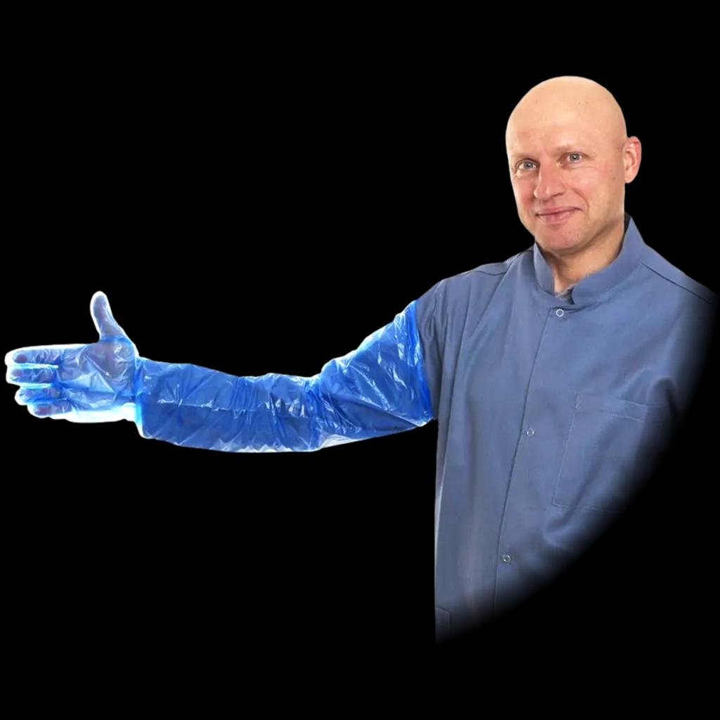 Veterinarinės vienkartinės pirštinės RVET (100 vnt.), mėlynos spalvos