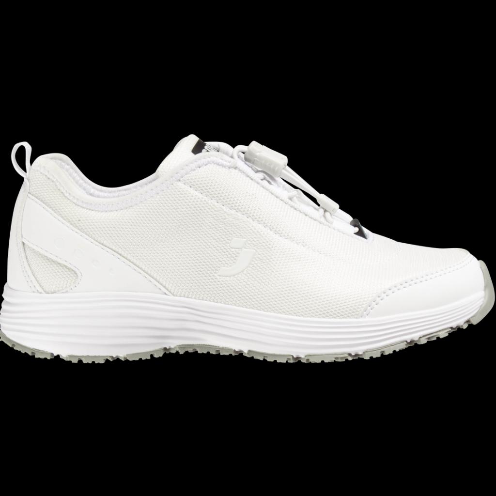 Ypatingai lengvi ir neslidūs sportinio stiliaus moteriški darbo batai MAUD SRA E, baltos spalvos