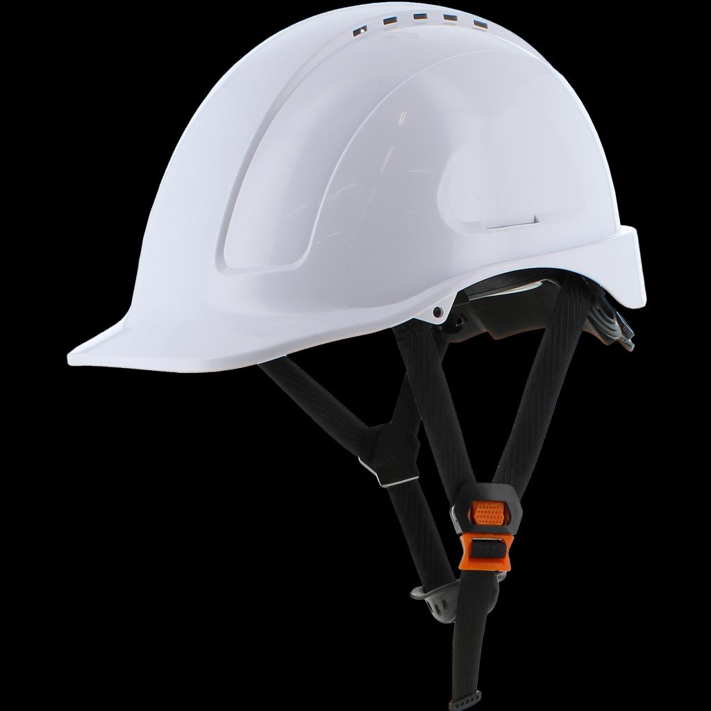 Apsauginis Šalmas AJUSCO CHINSTRAP, su 6-ių taškų dirželiu, baltos spalvos