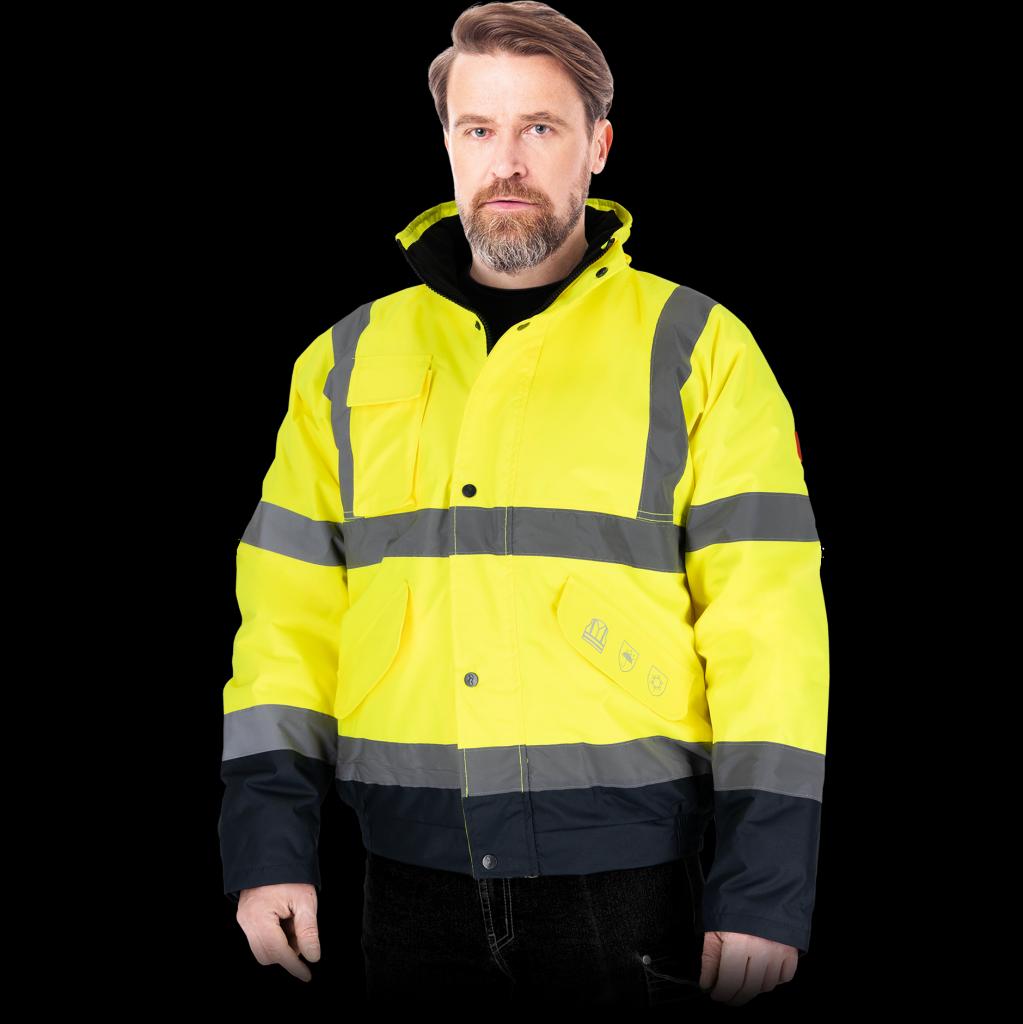 Neperšlampanti ir neperpučiama darbinė striukė BOMBER, su atšvaitais