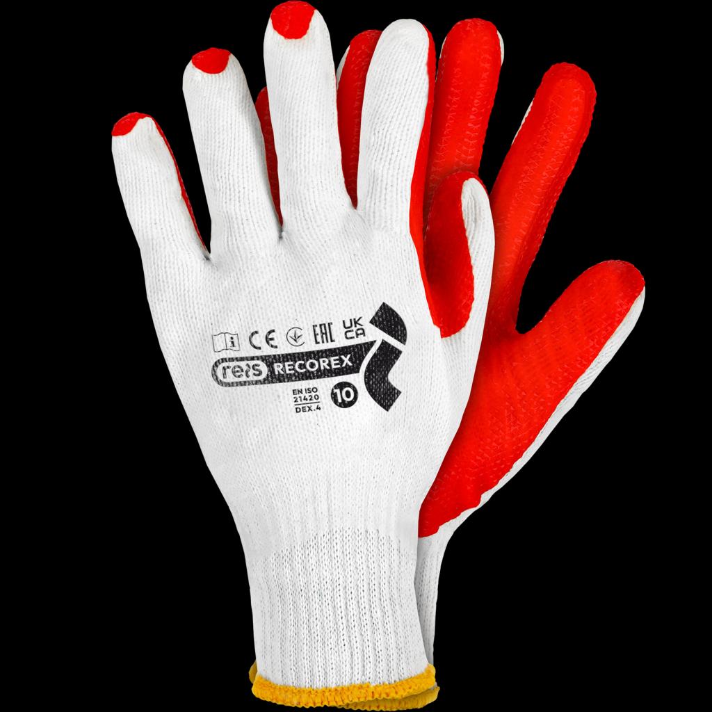 Medžiaginės pirštinės COREX, aplietos latekso danga  (12 porų)