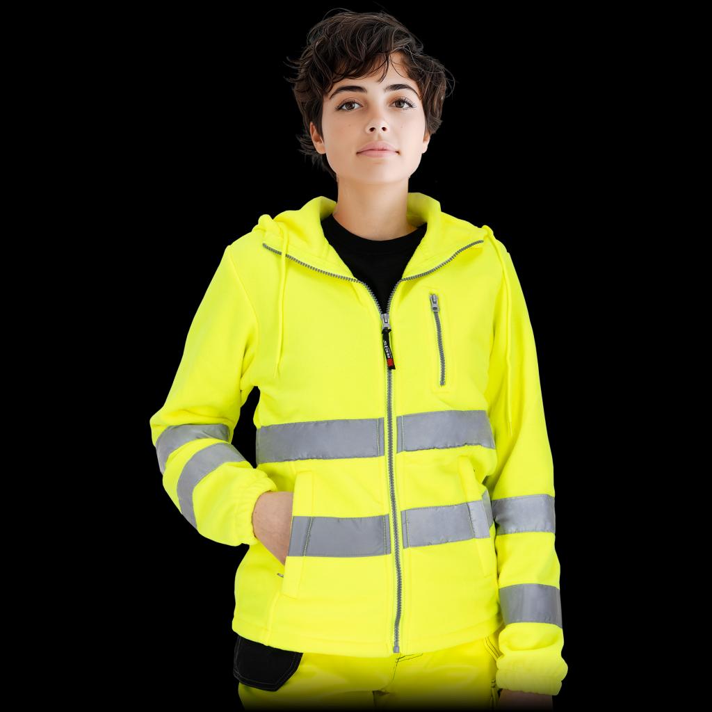 Moteriškas flisinis džemperis MANTIS su šviesą atspindinčiomis juostomis, geltonas