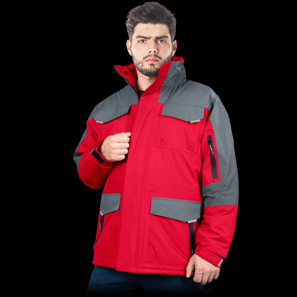 Neperšlampanti žieminė striukė darbui WINTER, raudonos spalvos