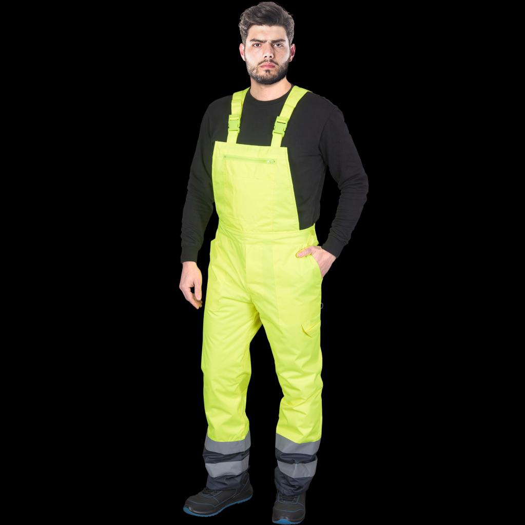 Atsparus vandeniui pašiltintas puskombinezonis WINTER, geltona su mėlyna spalva