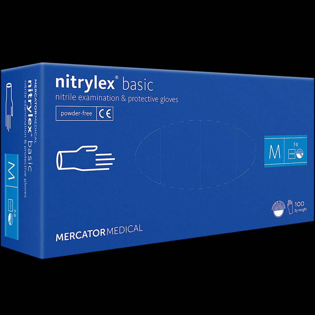 Nitrilinės pirštinės MERCATOR NITRYLEX BASIC (100 vienetų), be pudros