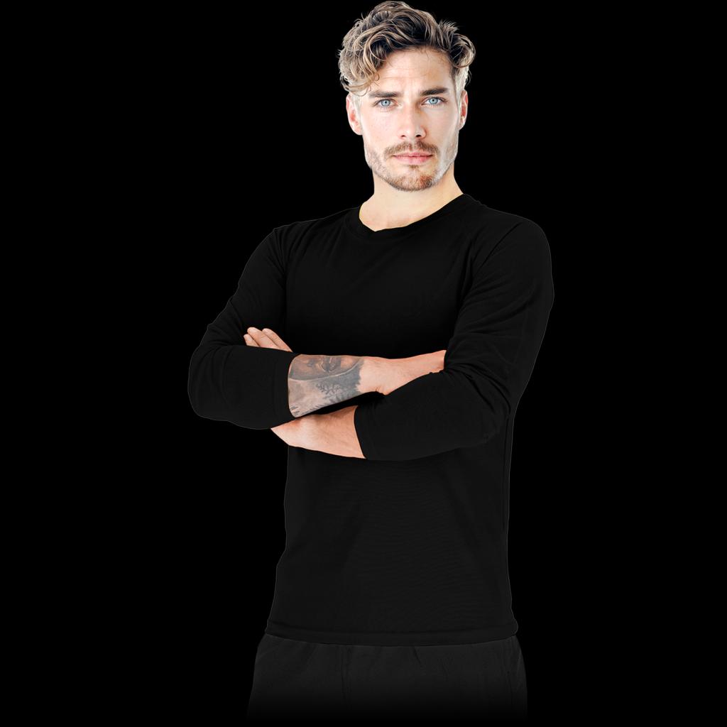 Vyriški marškinėliai PORTO ilgomis rankovėmis, juodi