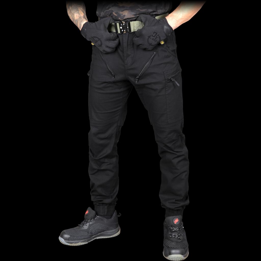 Elastingos universalios vyriškos kelnės CARGO Black