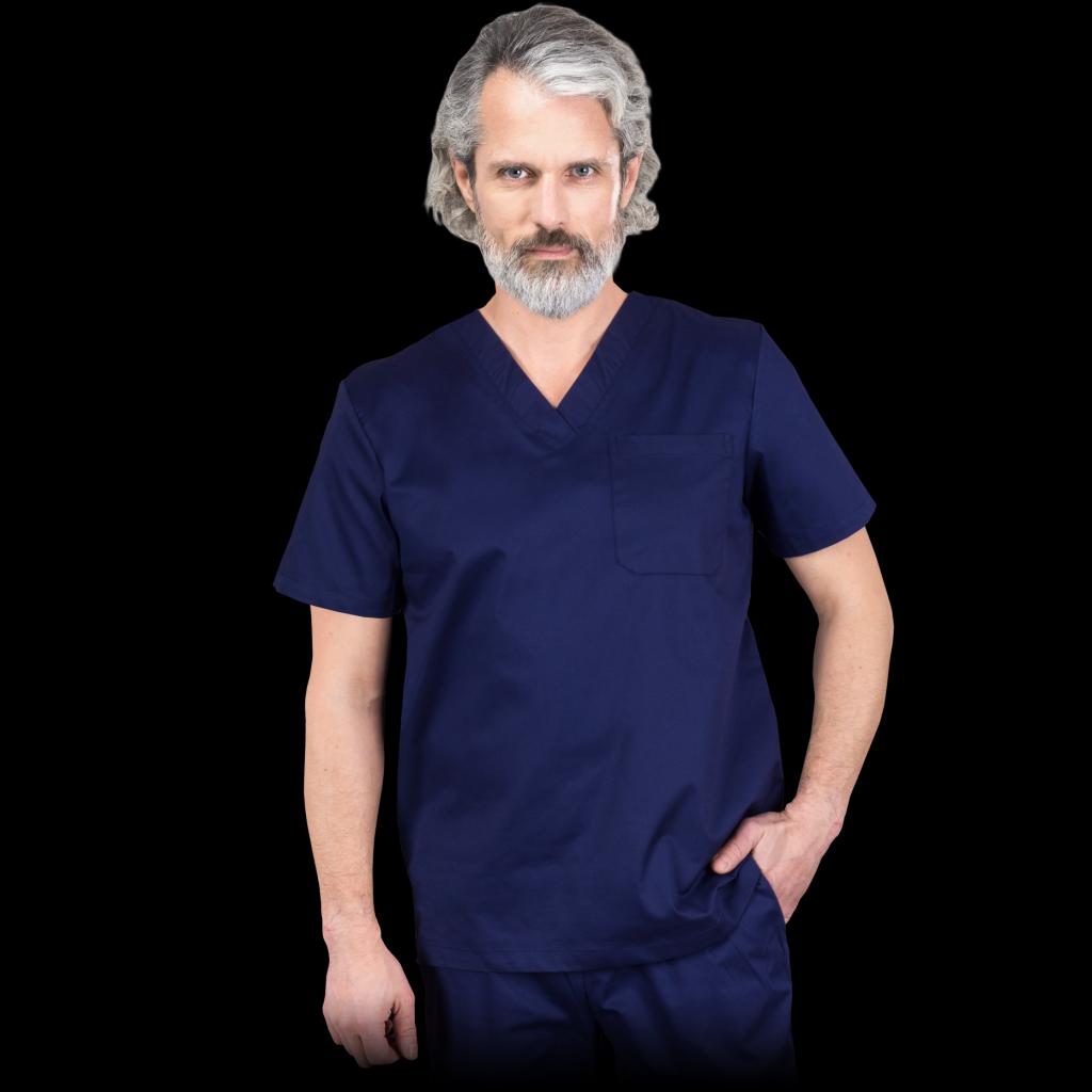 Vyriškas darbo švarkelis trumpomis rankovėmis COMODO, skirtas darbui medicinos, chemijos, kosmetikos bei laboratorijų sektoriuose