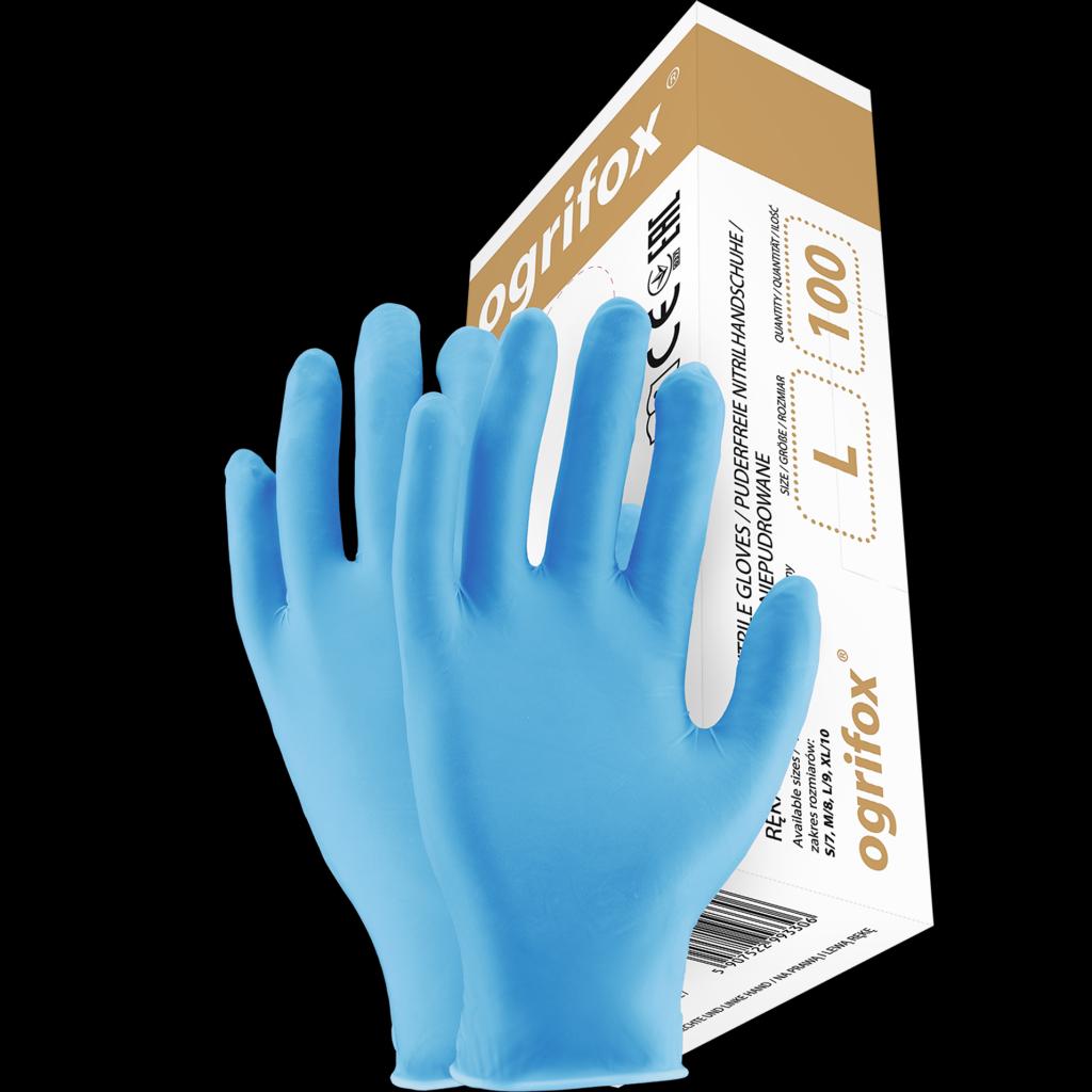 Guminės pirštinės OGRIFOX NIT be pudros (100 vnt.)