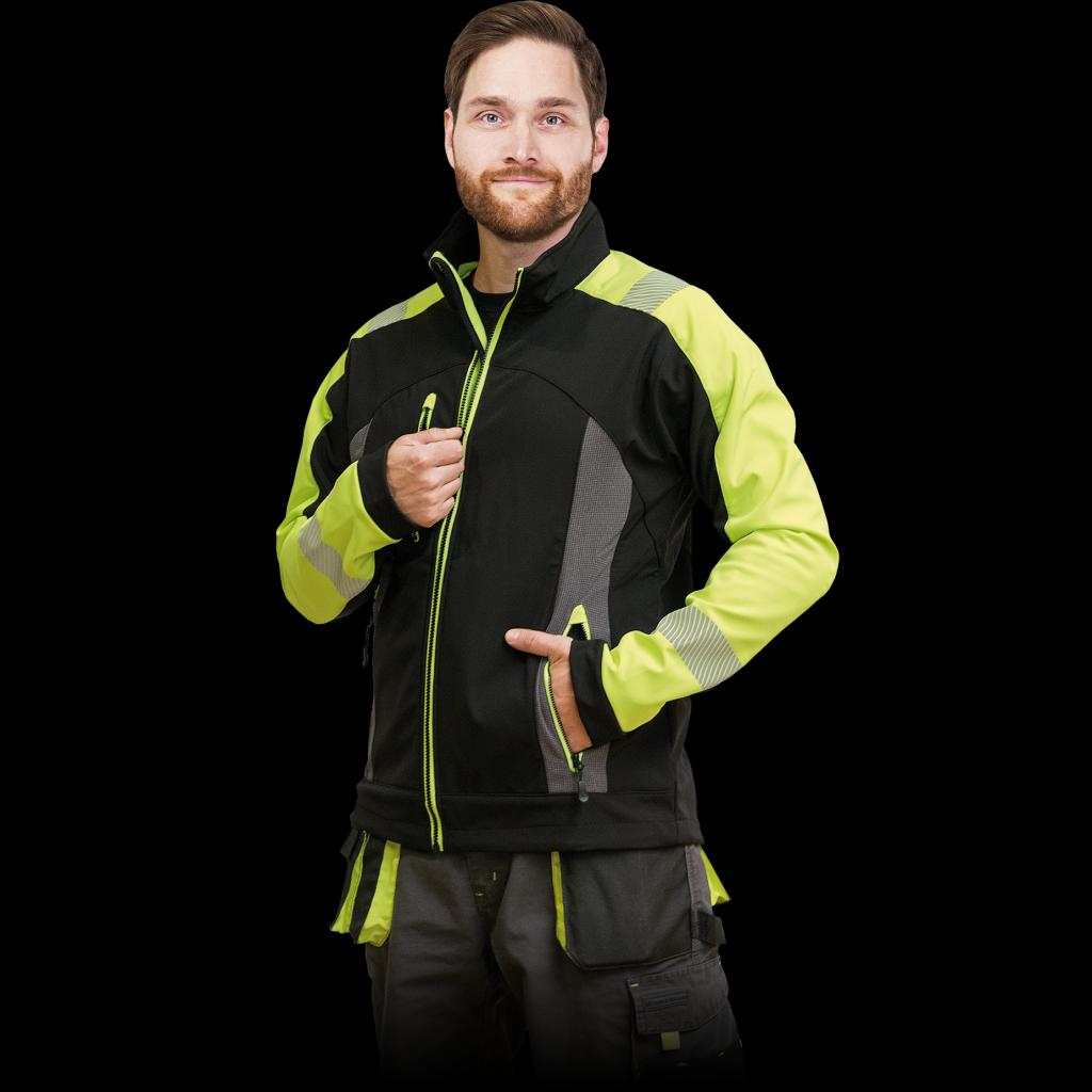 Softshell vysiška striukė SHELL-VIS, su šviesą atspindinčiomis juostomis