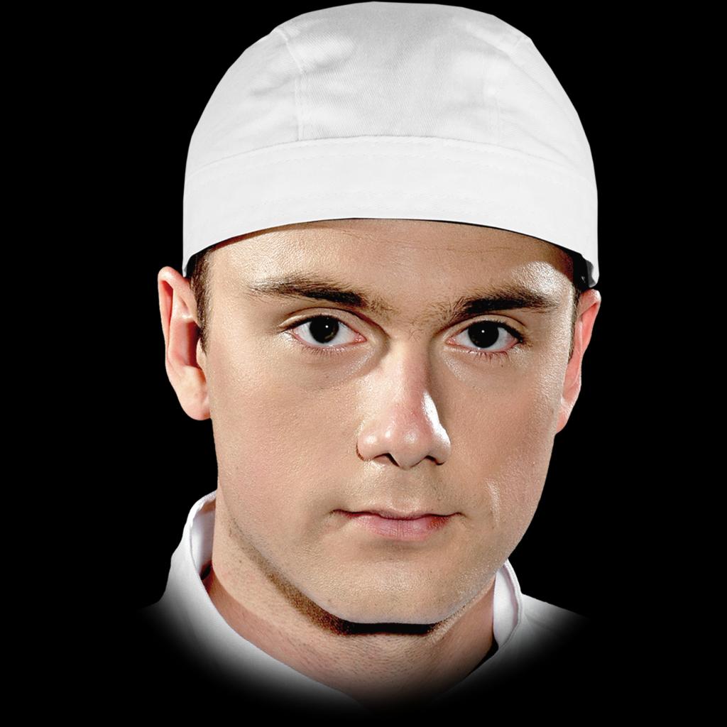 Virėjo kepurėlė - skarelė, baltos spalvos