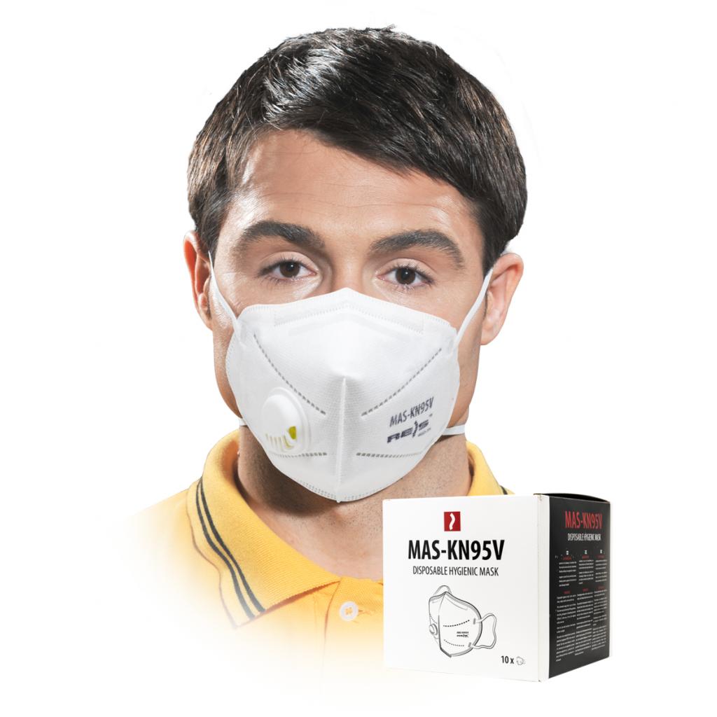5-ių sluoksnių vienkartinė veido kaukė su vožtuvu KN95-V (10 vnt.)