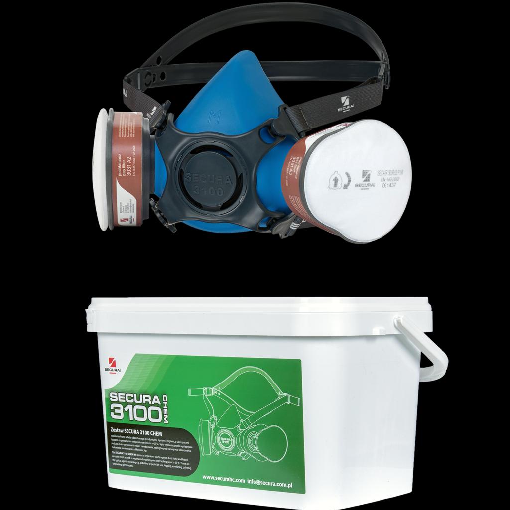 SECURA 3100 CHEM rinkinys: Pilnavertė apsauga nuo cheminių medžiagų ir dulkių