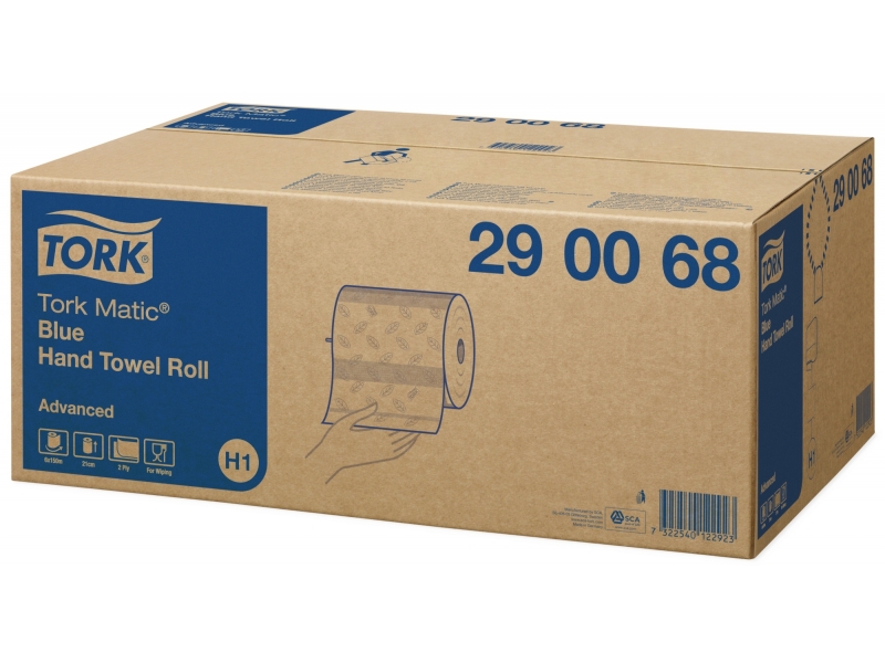 290068 H1 Tork Matic Advanced mėlynų popierinių rankšluosčių ritinys