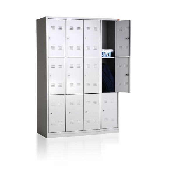 Trijų lygių, dvylikos durelių metalinė spintelė CLASSIC CUBE 1200x490x1800